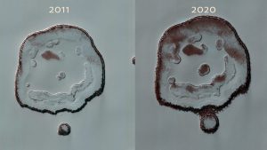 The “happy face crater” on Mars has changed right before our eyes